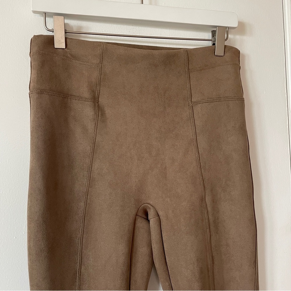 Spanx Stretch Faux Suede Control Top Shapewear Leggings Camel High Waist L - Picture 3 of 10